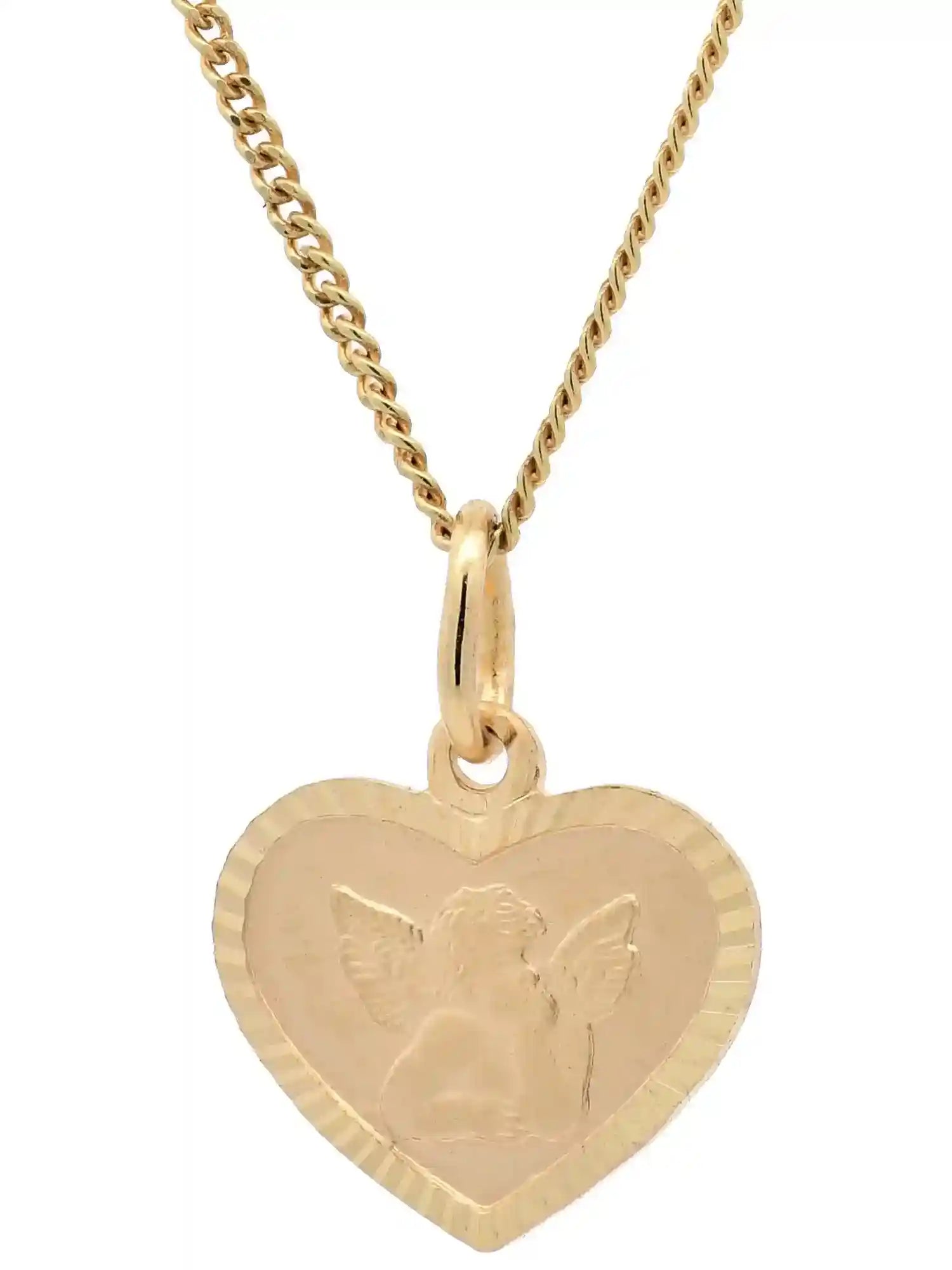 Anhänger Medaille Amor 333-8 Karat Gold mit vergoldeter Silberkette - Firma Holzenplotz - Silberketten-Goldketten.de 