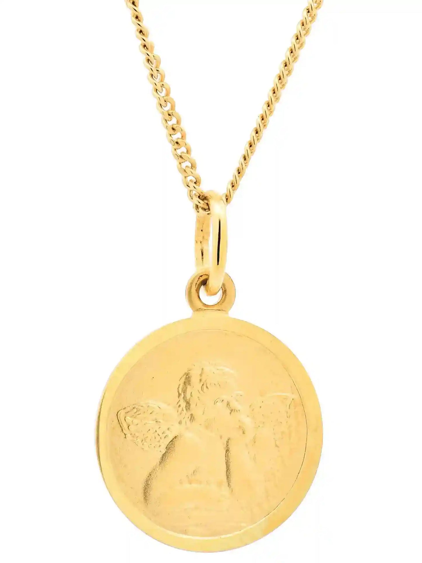Anhänger Medaille Amor 333-8 Karat Gold mit vergoldeter Silberkette - Firma Holzenplotz - Silberketten-Goldketten.de 