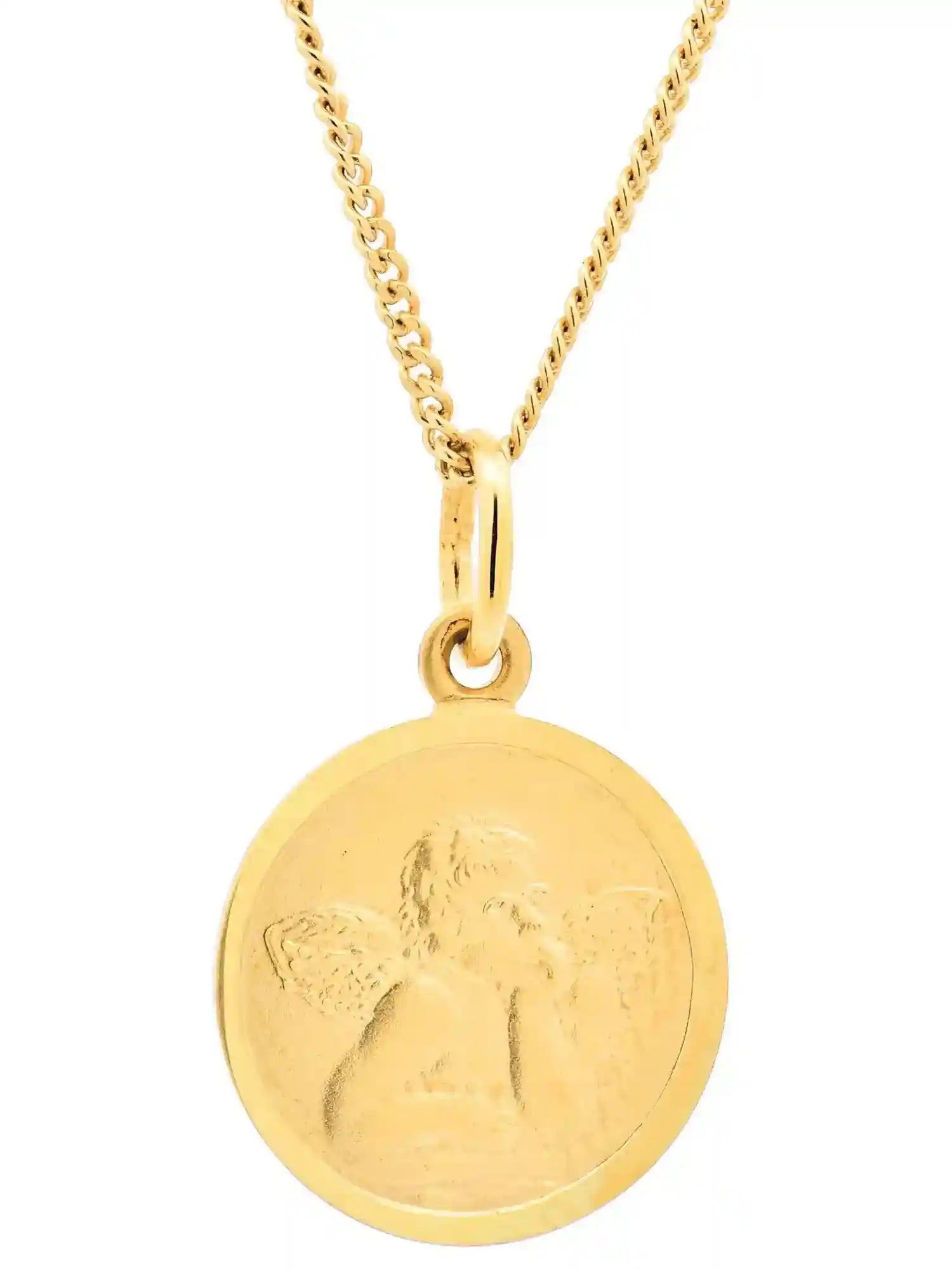 Anhänger Medaille Amor 333-8 Karat Gold mit vergoldeter Silberkette - Firma Holzenplotz - Silberketten-Goldketten.de 
