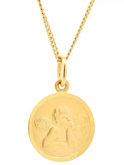 Anhänger Medaille Amor 333-8 Karat Gold mit vergoldeter Silberkette - Firma Holzenplotz - Silberketten-Goldketten.de 