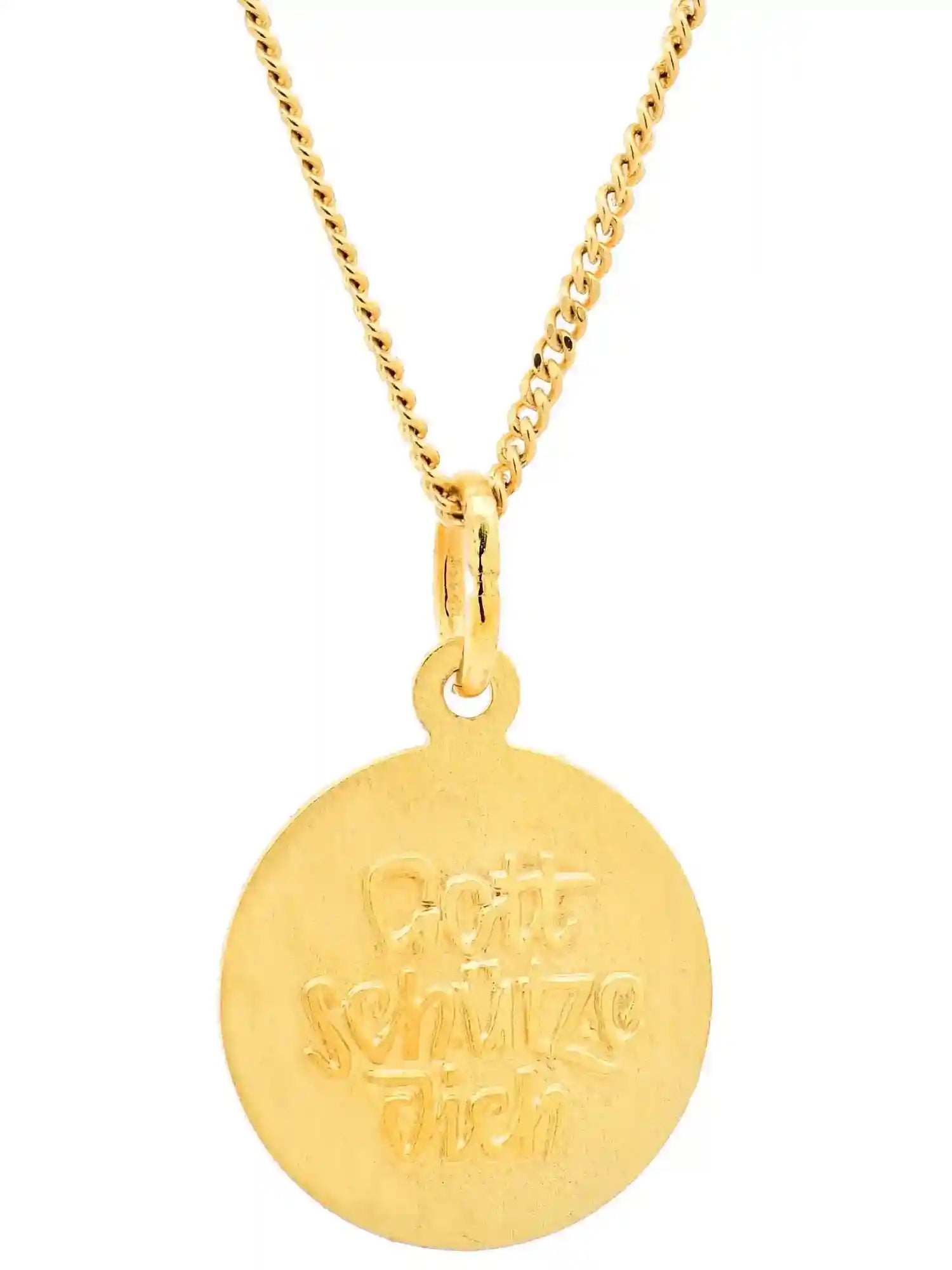 Anhänger Medaille Amor 333-8 Karat Gold mit vergoldeter Silberkette - Firma Holzenplotz - Silberketten-Goldketten.de 