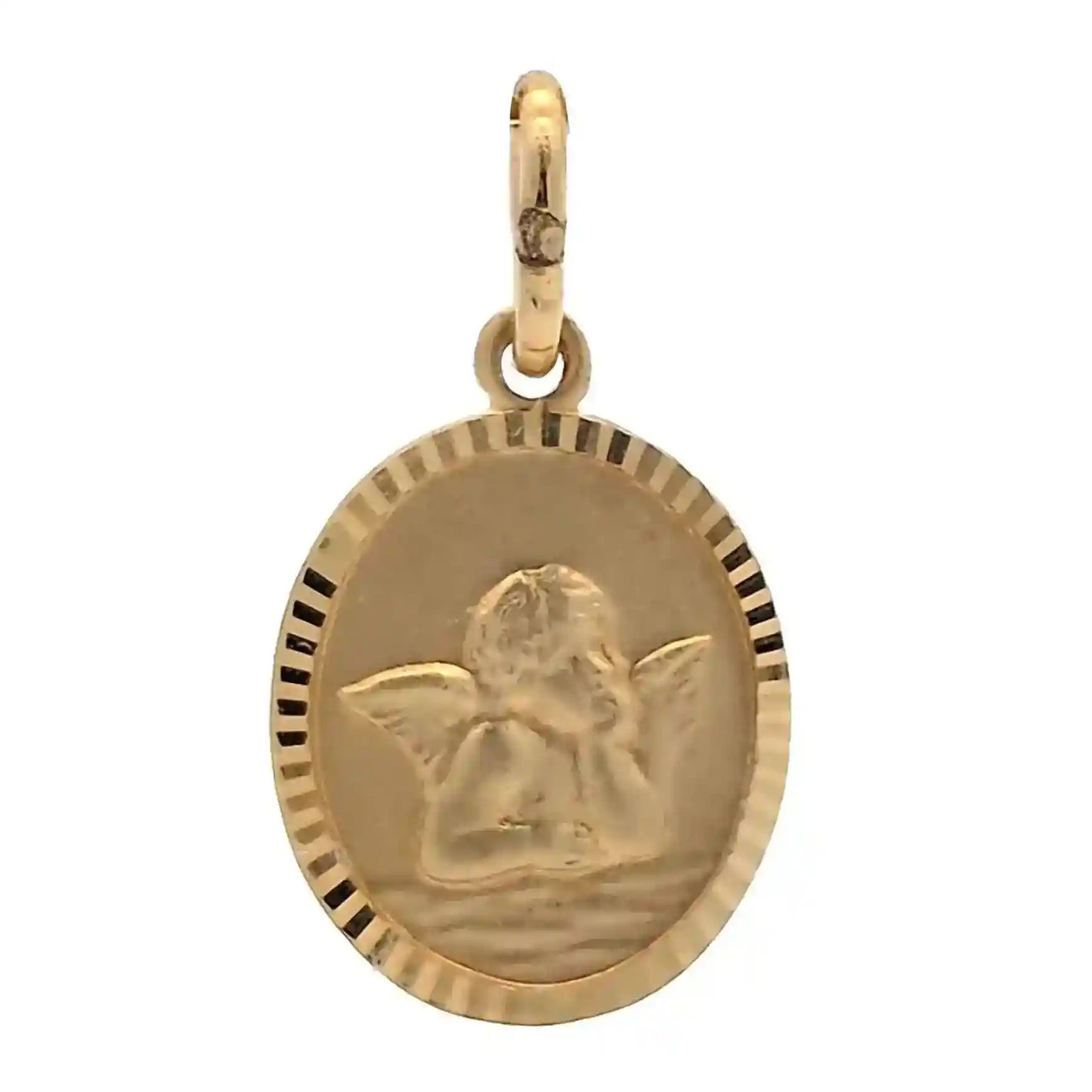 Anhänger Medaille Amor Engel mit Kette 1,1 mm 333-8 Karat Gold - Firma Holzenplotz - Silberketten-Goldketten.de 