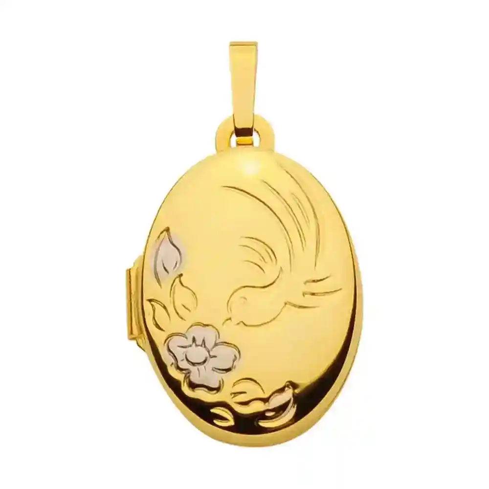 Anhänger Medaillon Oval mit Kette 1,1 mm 333-8 Karat Gold