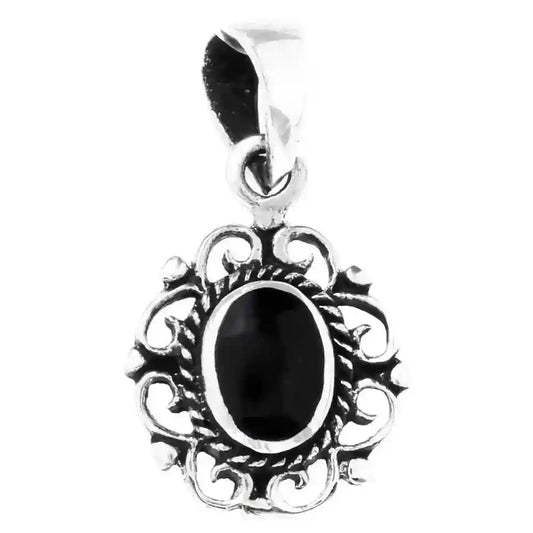 Anhänger mit Onyxstein klein Schmuck 925er Silber 20x11mm - Firma Holzenplotz - Silberketten-Goldketten.de 