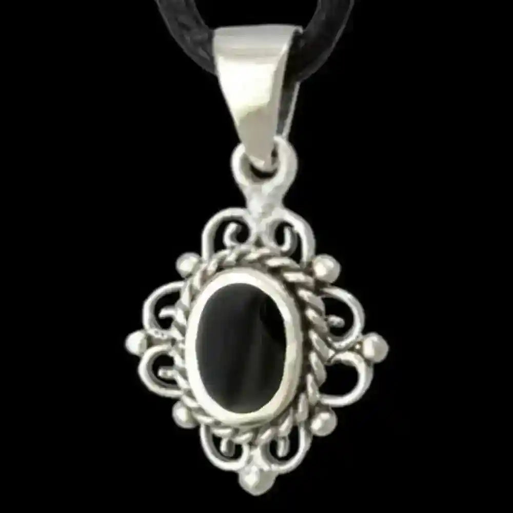 Anhänger mit Onyxstein klein Schmuck 925er Silber 20x11mm - Firma Holzenplotz - Silberketten-Goldketten.de 