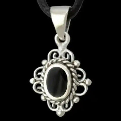 Anhänger mit Onyxstein klein Schmuck 925er Silber 20x11mm - Firma Holzenplotz - Silberketten-Goldketten.de 