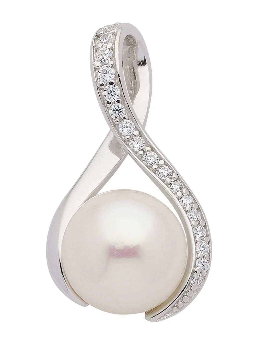 Anhänger mit Süßwasserzuchtperle aus Silber mit Zirkonia 925 Sterlingsilber rhodiniert