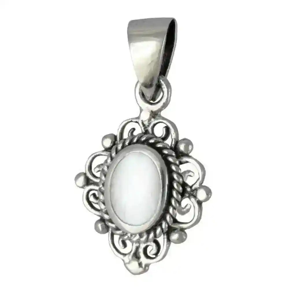 Anhänger mit weißem Perlmutt klein Schmuck 925er Silber
