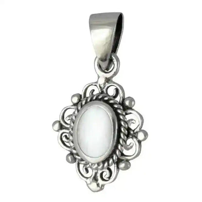 Anhänger mit weißem Perlmutt klein Schmuck 925er Silber