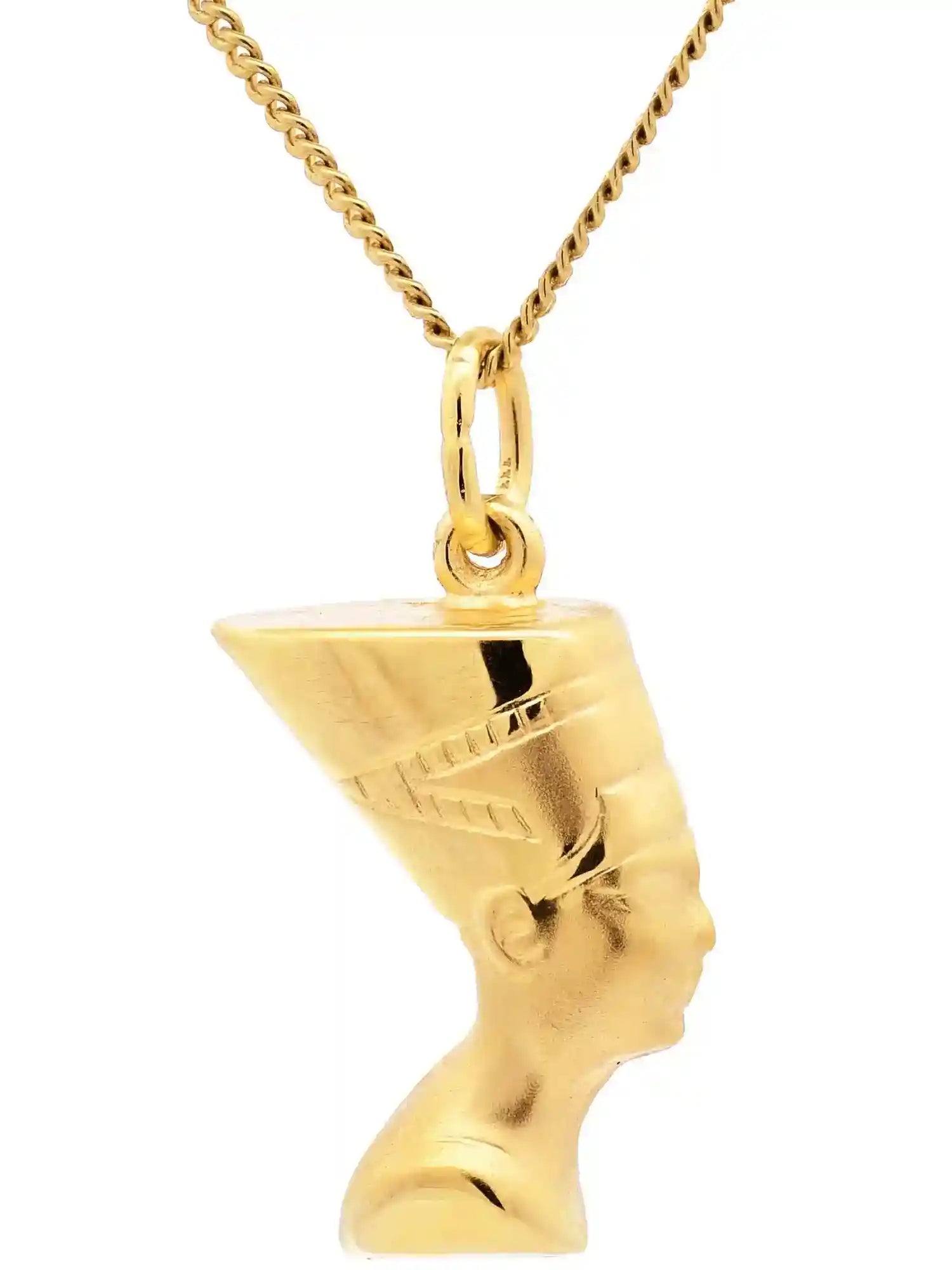 Anhänger Nofretete 333-8 Karat Gold mit vergoldeter Silberkette - Firma Holzenplotz - Silberketten-Goldketten.de 