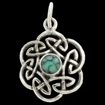 Anhänger Keltischer Knoten mit Türkis 925er Silber - Keltische Knoten - 25x16mm