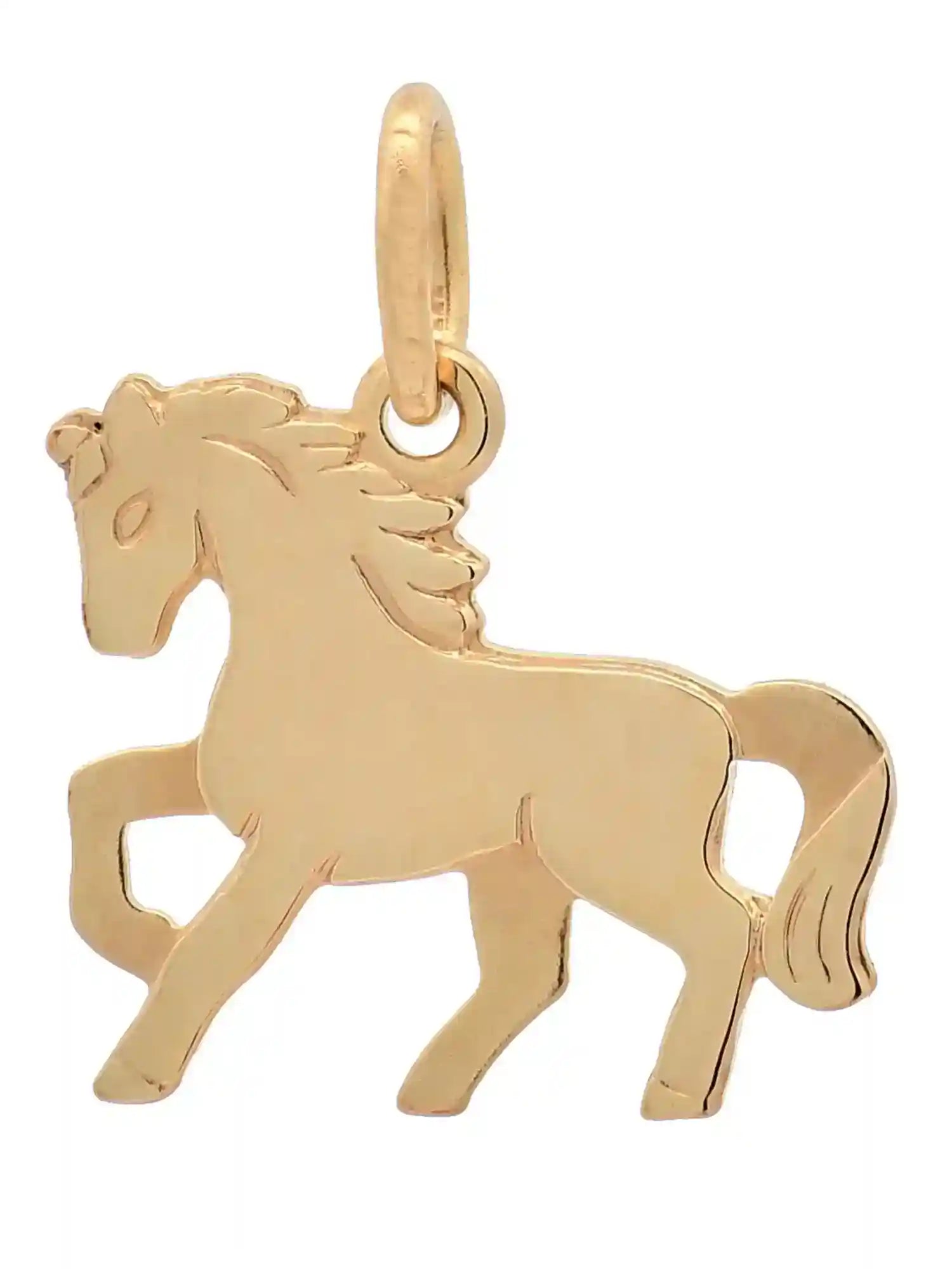 Anhänger Pferd 333-8 Karat Gold mit vergoldeter Silberkette - Firma Holzenplotz - Silberketten-Goldketten.de 