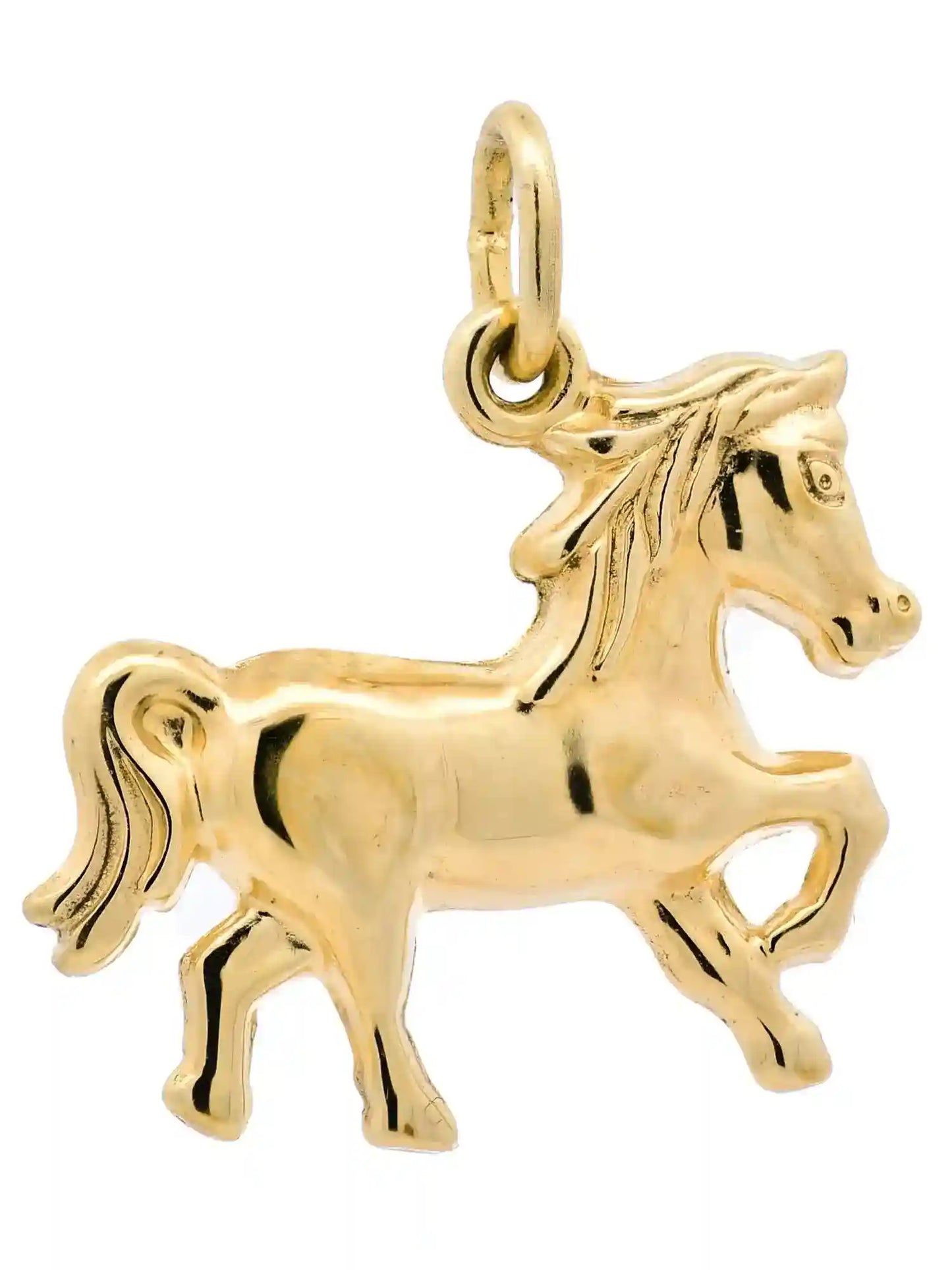 Anhänger Pferd 333-8 Karat Gold mit vergoldeter Silberkette - Firma Holzenplotz - Silberketten-Goldketten.de 