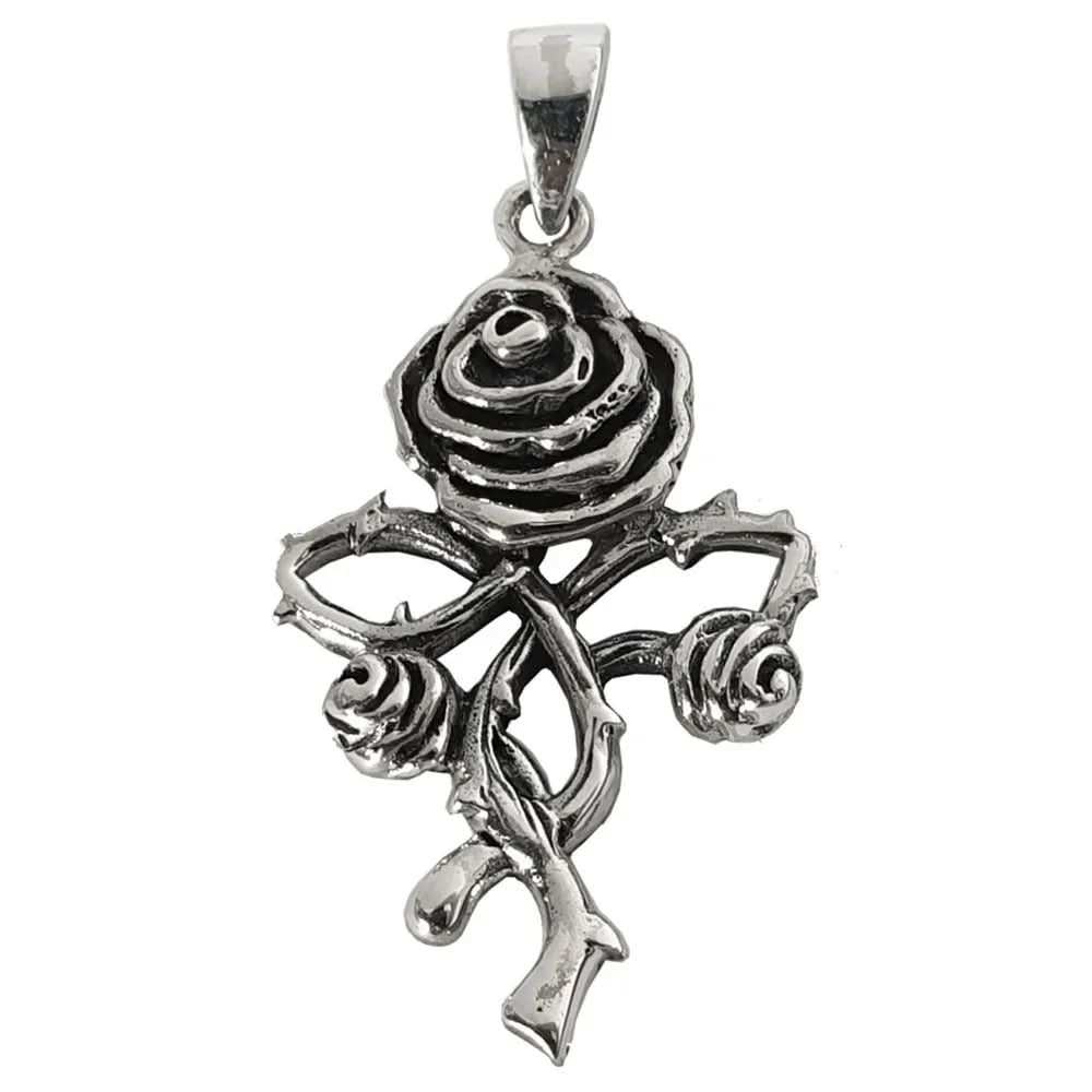 Anhänger Rose Schmuck Gothic Kettenanhänger 925er Silber Silberschmuc - Firma Holzenplotz - Silberketten - Goldketten.de