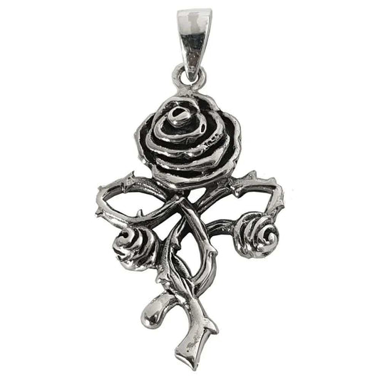 Anhänger Rose Schmuck Gothic Kettenanhänger 925er  Silber Silberschmuck 4 cm