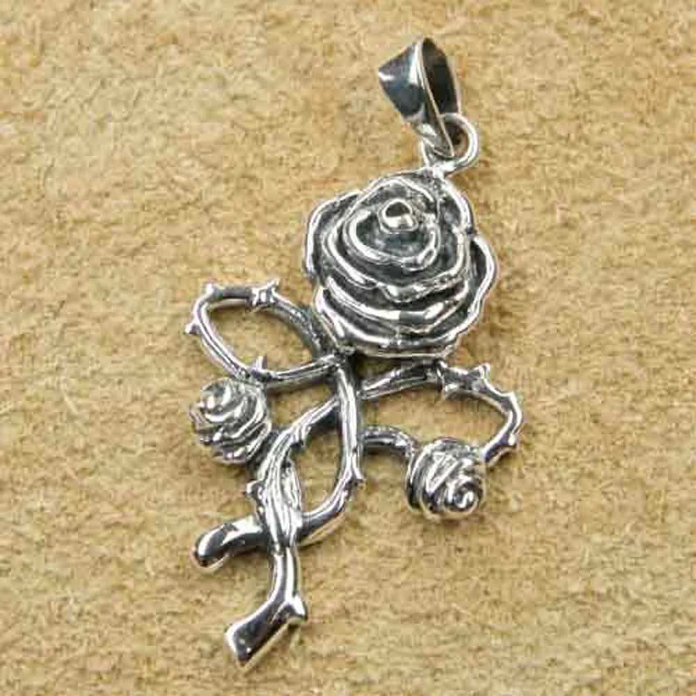 Anhänger Rose Schmuck Gothic Kettenanhänger 925er  Silber Silberschmuck 4 cm
