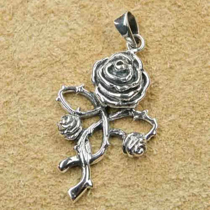 Anhänger Rose Schmuck Gothic Kettenanhänger 925er  Silber Silberschmuck 4 cm