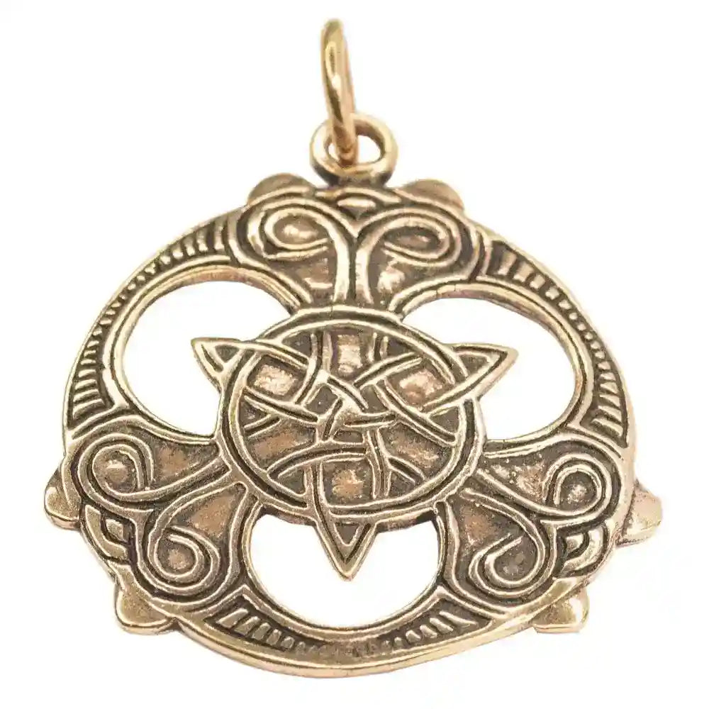 Anhänger Triade mit keltischen Mustern Bronze Schmuck - Keltische Knoten - 46x35mm