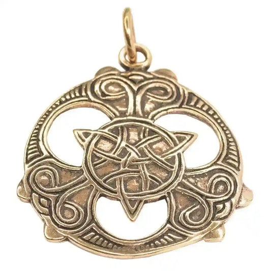 Anhänger Triade mit keltischen Mustern Bronze Schmuck - Keltische Knoten - 46x35mm