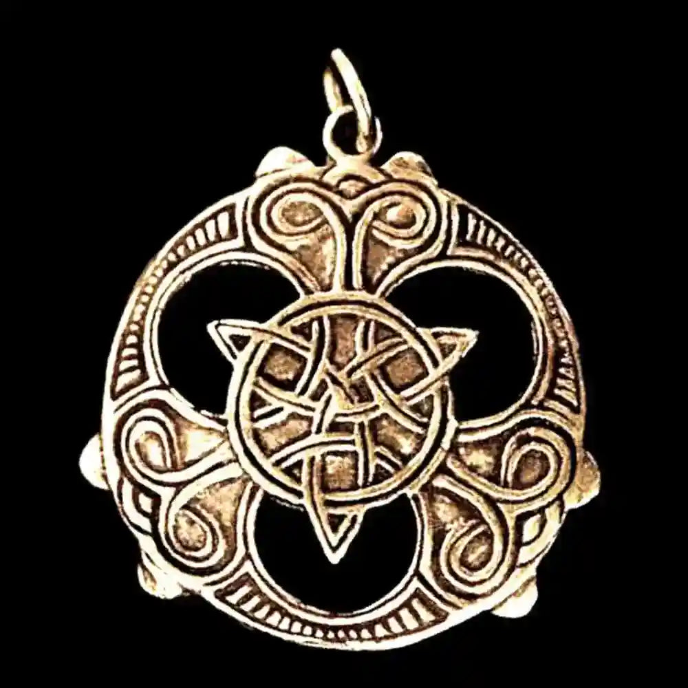 Anhänger Triade mit keltischen Mustern Bronze Schmuck - Keltische Knoten - 46x35mm