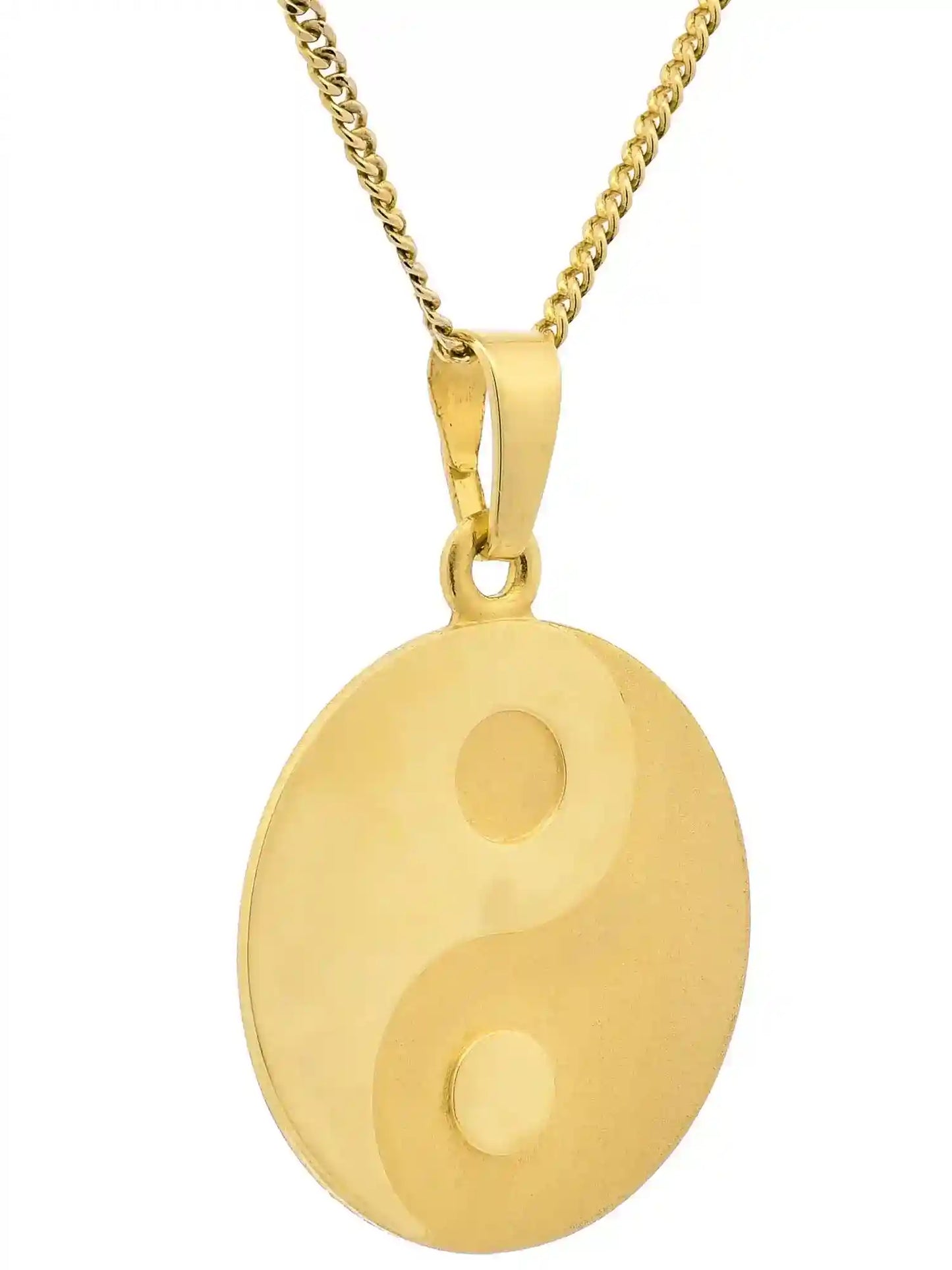Anhänger Ying Yang 333-8 Karat Gold mit vergoldeter Silberkette - Firma Holzenplotz - Silberketten-Goldketten.de 