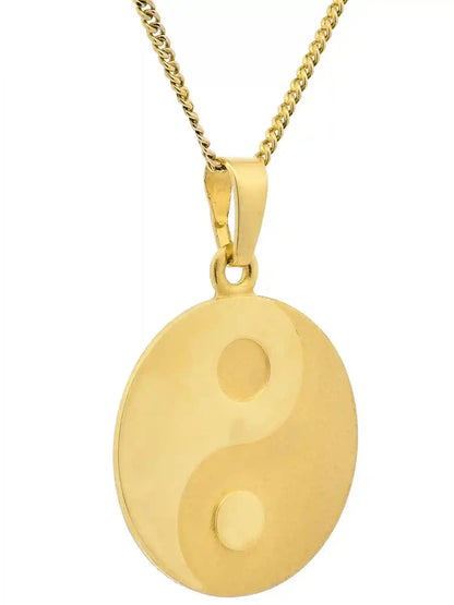 Anhänger Ying Yang 333-8 Karat Gold mit vergoldeter Silberkette - Firma Holzenplotz - Silberketten-Goldketten.de 
