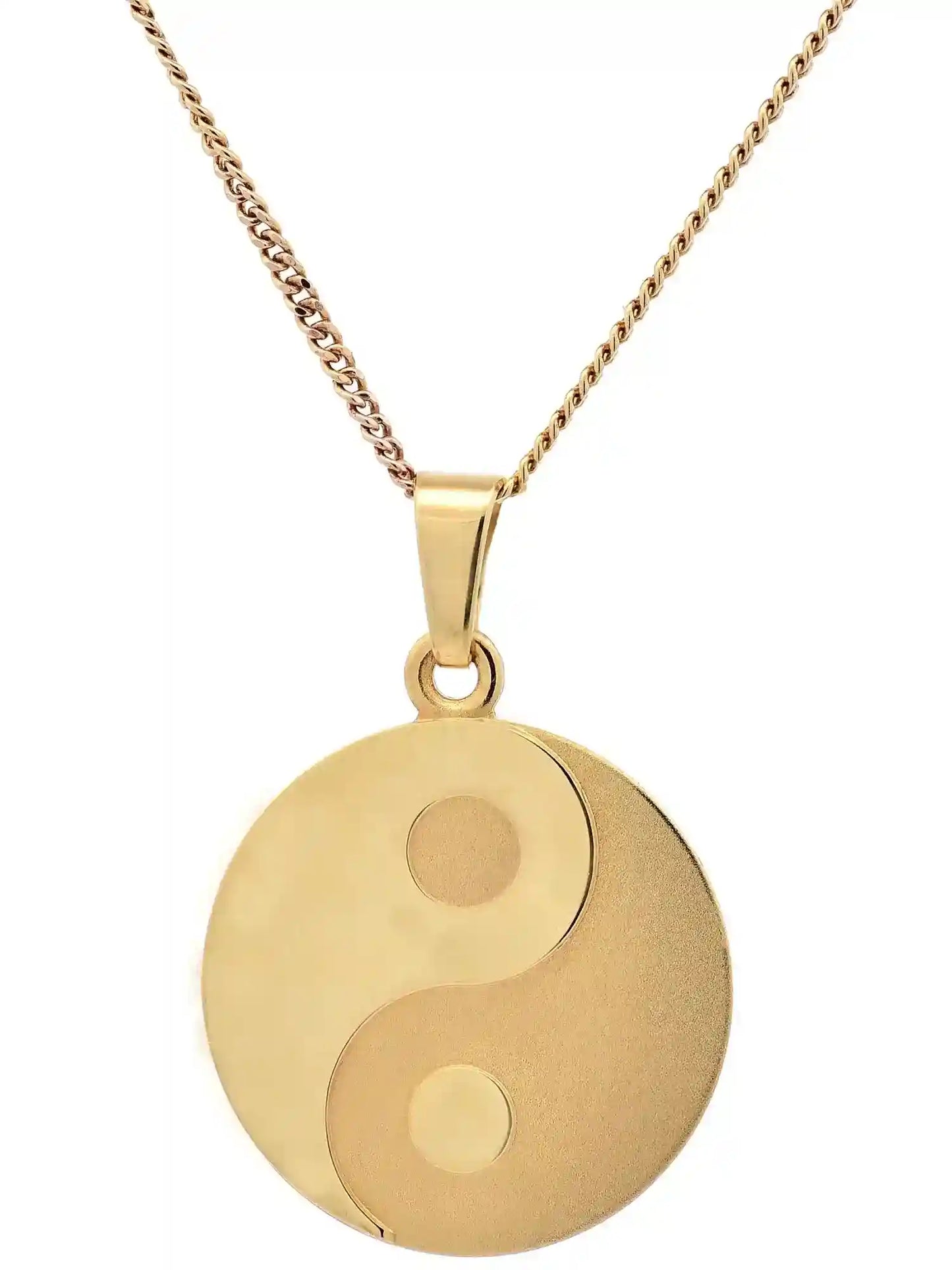 Anhänger Ying Yang 333-8 Karat Gold mit vergoldeter Silberkette - Firma Holzenplotz - Silberketten-Goldketten.de 