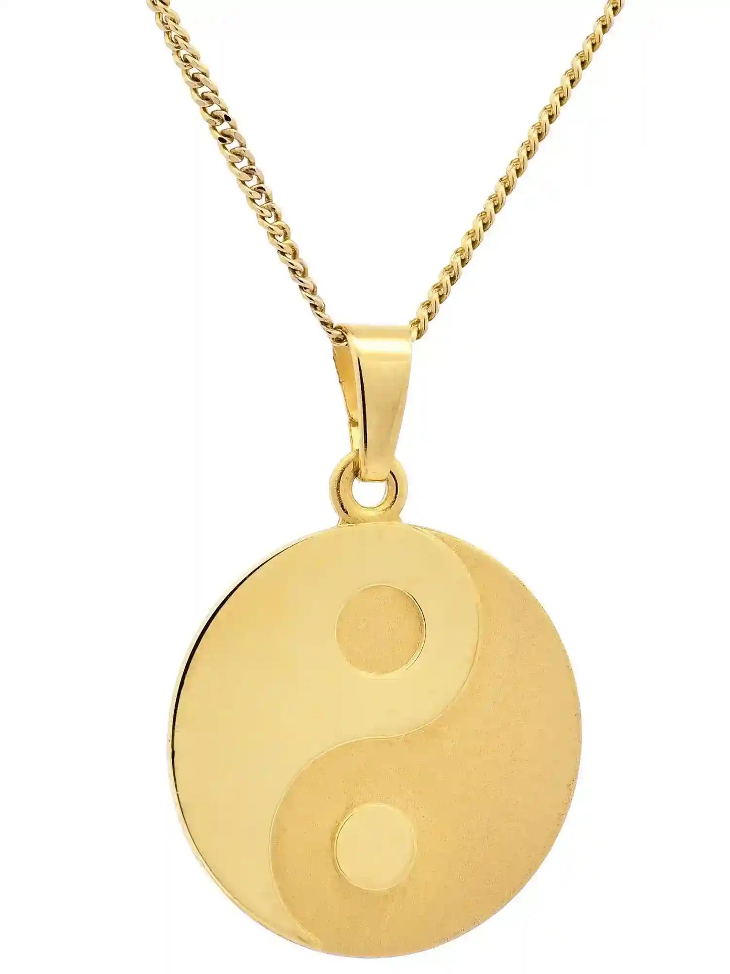 Anhänger Ying Yang 333-8 Karat Gold mit vergoldeter Silberkette - Firma Holzenplotz - Silberketten-Goldketten.de 