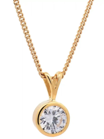 Anhänger Zarge Zirkonia  333-8 Karat Gold mit vergoldeter Silberkette