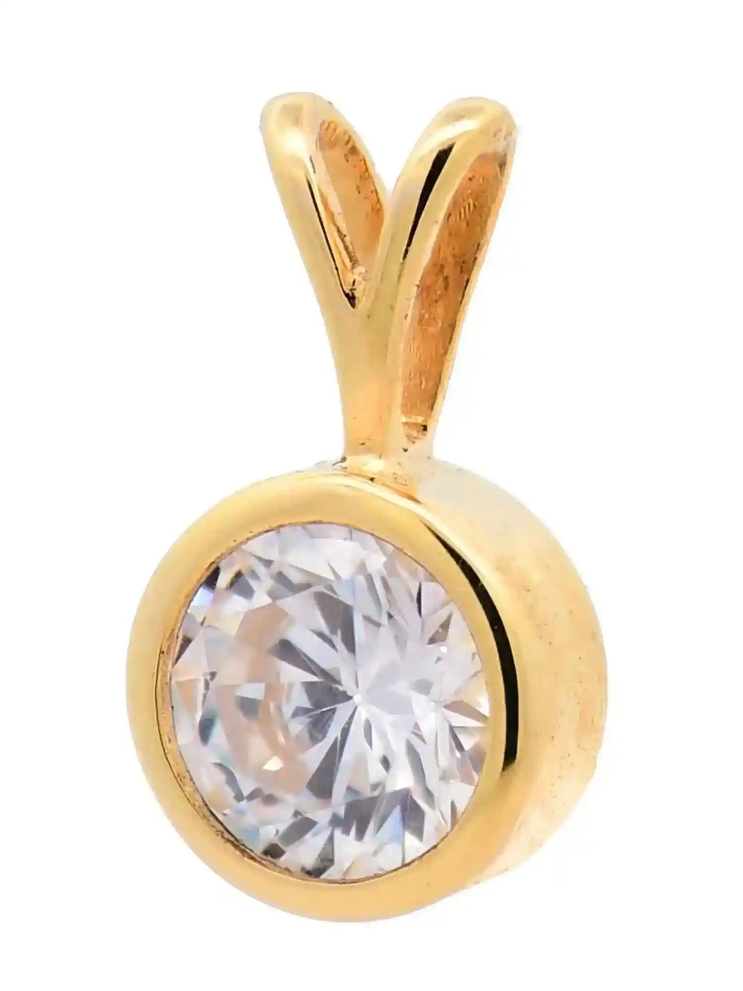 Anhänger Zarge Zirkonia  333-8 Karat Gold mit vergoldeter Silberkette