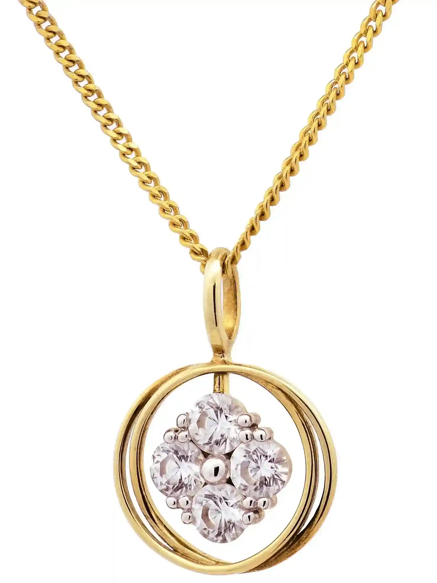 Anhänger Zirkonia  333 Gold rhodiniert mit vergoldeter Silberkette