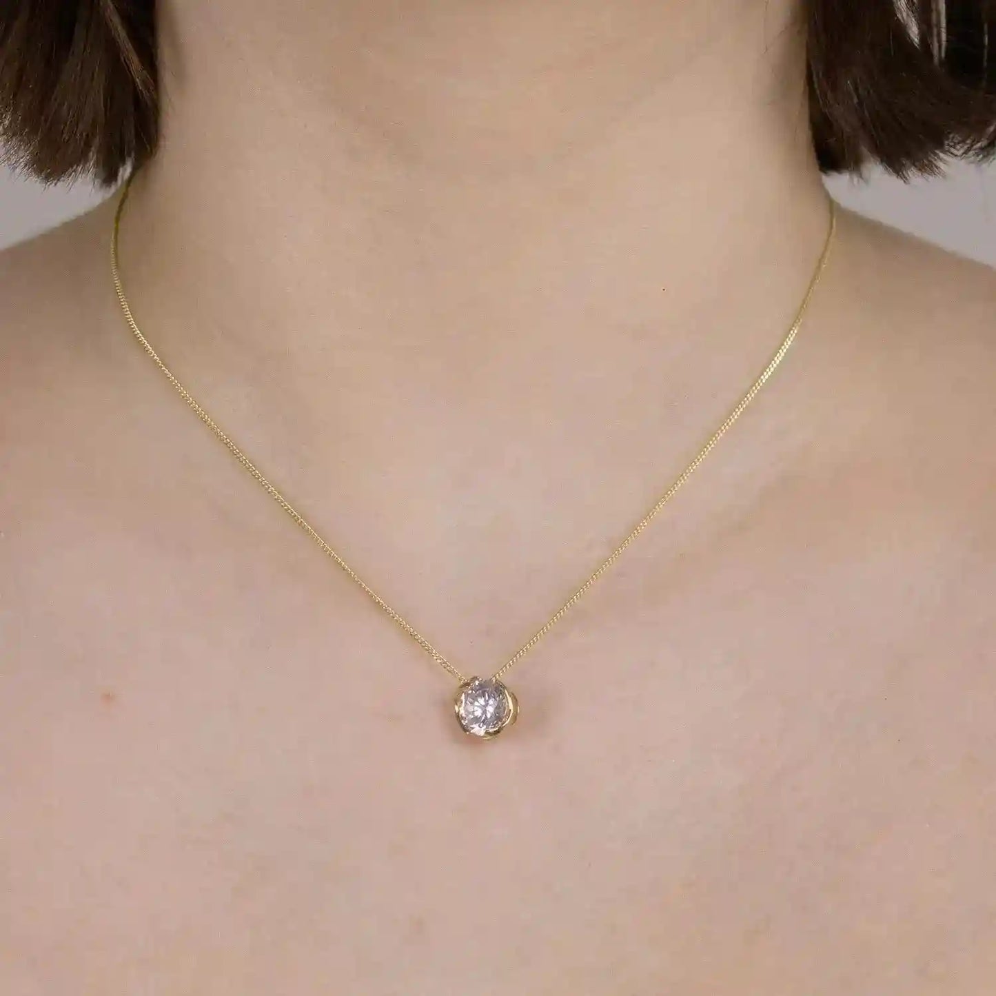 Anhänger Zirkonia  375 - 9 Karat Gold mit vergoldeter Silberkette