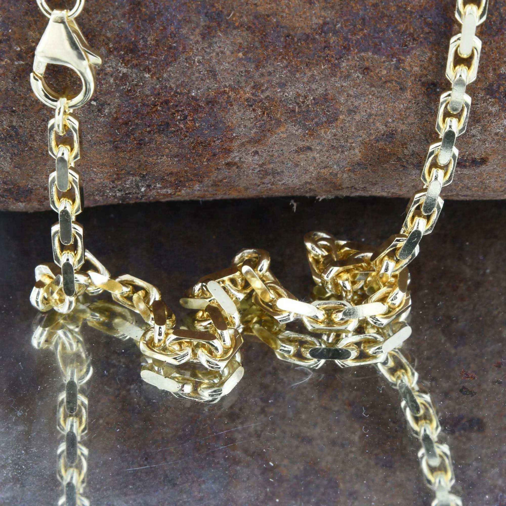 Ankerkette diamantiert Breite 3,0mm - 750-18 Karat Gold - Firma Holzenplotz - Silberketten-Goldketten.de 