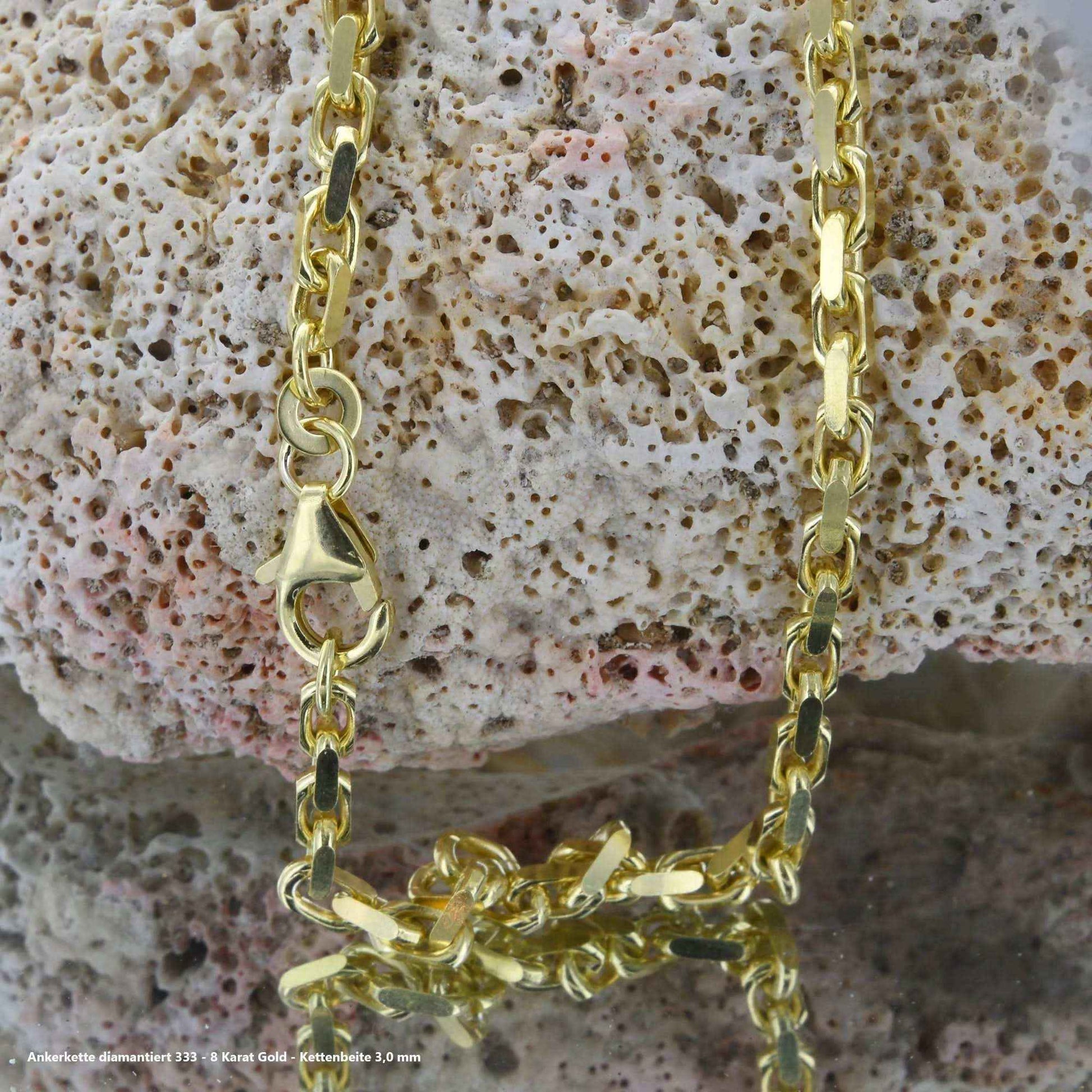 Ankerkette diamantiert Halskette - 333 - 8 Karat Gold - Firma Holzenplotz - Silberketten-Goldketten.de 