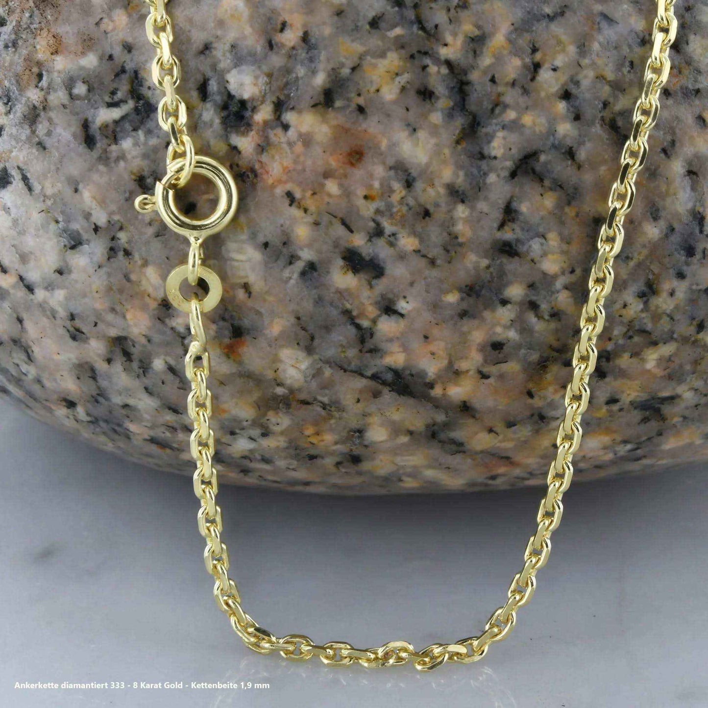 Ankerkette diamantiert Halskette - 333 - 8 Karat Gold - Firma Holzenplotz - Silberketten-Goldketten.de 