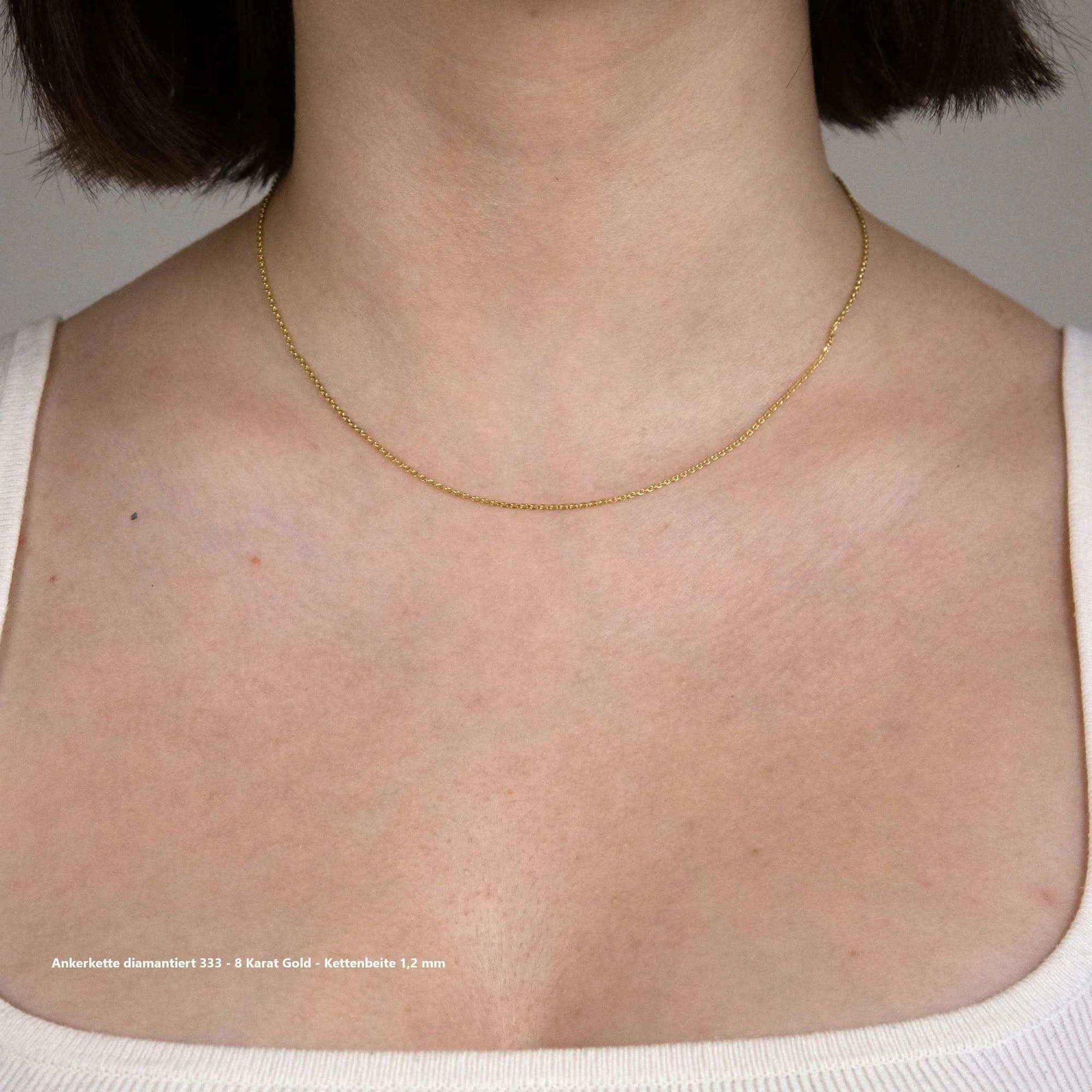 Ankerkette diamantiert Halskette - 333 - 8 Karat Gold - Firma Holzenplotz - Silberketten-Goldketten.de 