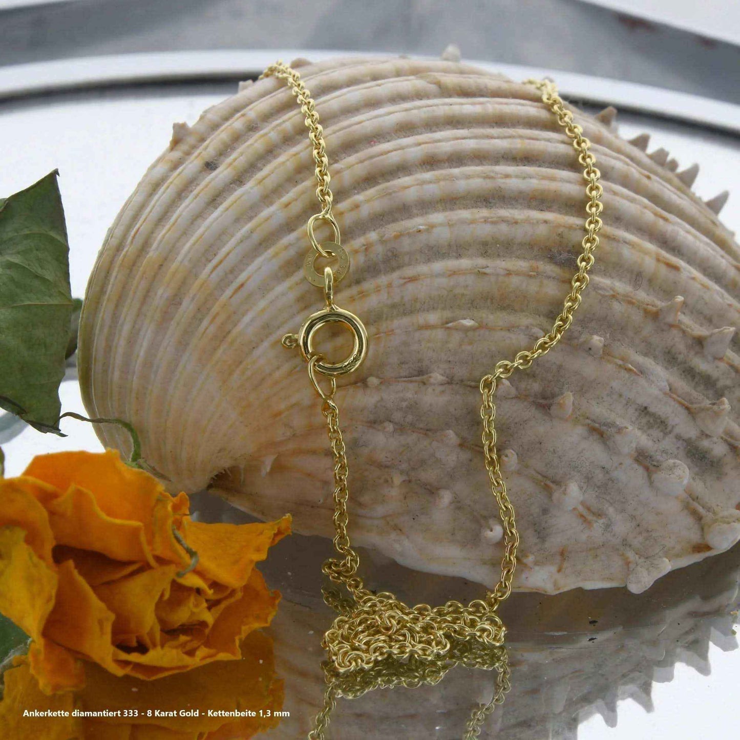 Ankerkette diamantiert Halskette - 333 - 8 Karat Gold - Firma Holzenplotz - Silberketten-Goldketten.de 