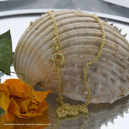 Ankerkette diamantiert Halskette - 333 - 8 Karat Gold - Firma Holzenplotz - Silberketten-Goldketten.de 