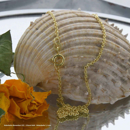Ankerkette diamantiert Halskette - 333 - 8 Karat Gold