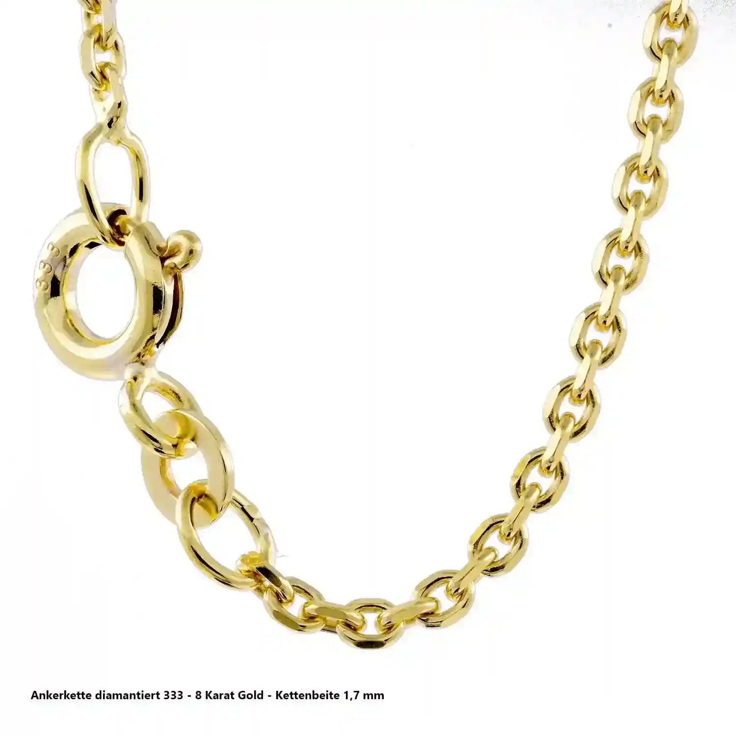 Ankerkette diamantiert Halskette - 333 - 8 Karat Gold - Firma Holzenplotz - Silberketten-Goldketten.de 