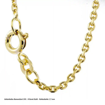 Ankerkette diamantiert Halskette - 333 - 8 Karat Gold - Firma Holzenplotz - Silberketten-Goldketten.de 