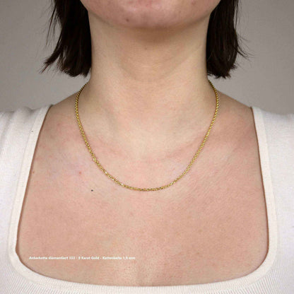 Ankerkette diamantiert Halskette - 333 - 8 Karat Gold - Firma Holzenplotz - Silberketten-Goldketten.de 