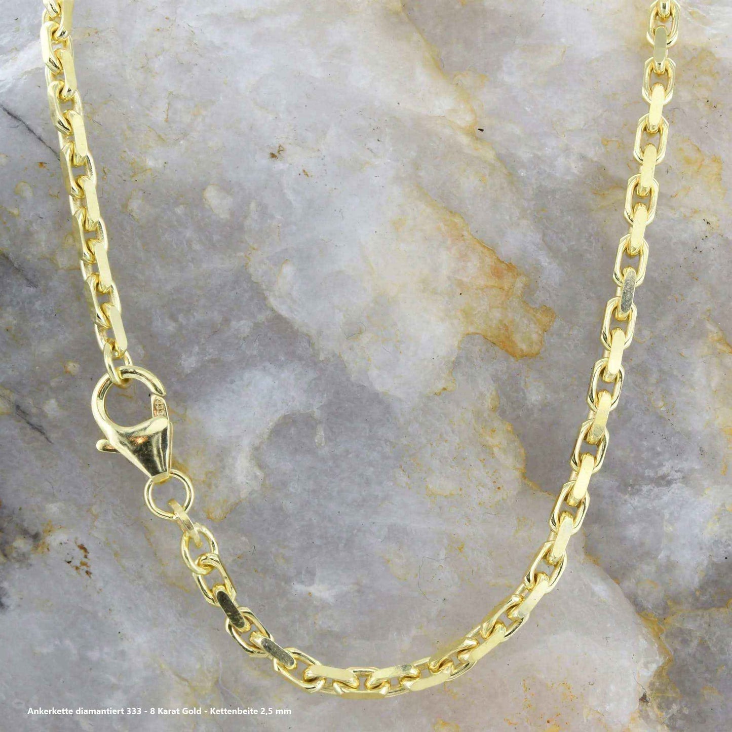 Ankerkette diamantiert Halskette - 333 - 8 Karat Gold - Firma Holzenplotz - Silberketten-Goldketten.de 