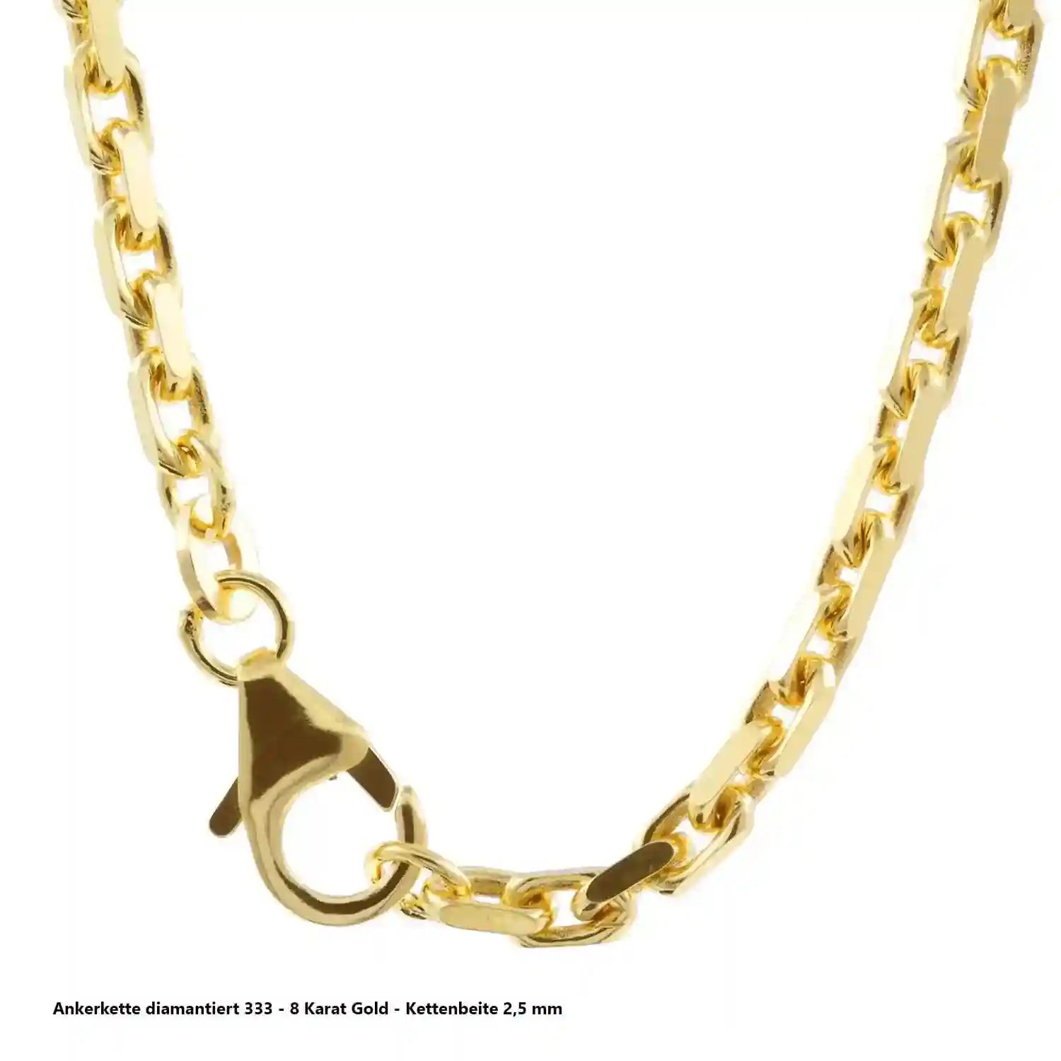 Ankerkette diamantiert Halskette - 333 - 8 Karat Gold - Firma Holzenplotz - Silberketten-Goldketten.de 