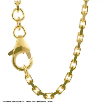 Ankerkette diamantiert Halskette - 333 - 8 Karat Gold - Firma Holzenplotz - Silberketten-Goldketten.de 