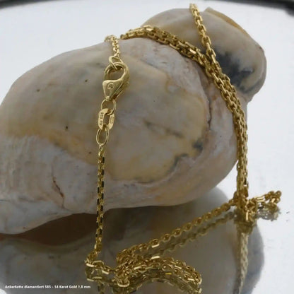 Ankerkette diamantiert Halskette - 585 - 14 Karat Gold - Firma Holzenplotz - Silberketten-Goldketten.de 