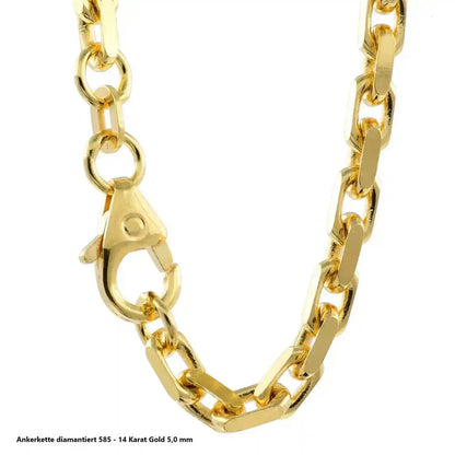 Ankerkette diamantiert Halskette - 585 - 14 Karat Gold - Firma Holzenplotz - Silberketten-Goldketten.de 
