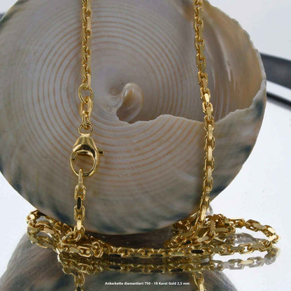 Ankerkette diamantiert Halskette -  750 - 18 Karat Gold