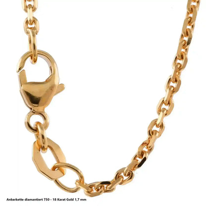 Ankerkette diamantiert Halskette -  750 - 18 Karat Gold