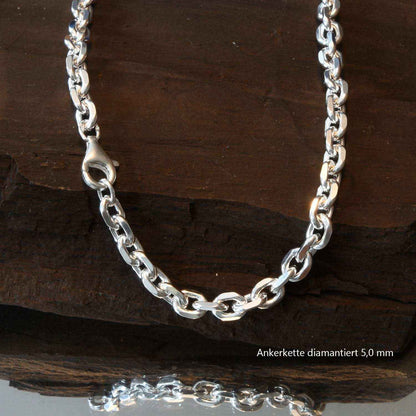 Ankerkette diamantiert Halskette  925 Sterlingsilber Auswahl